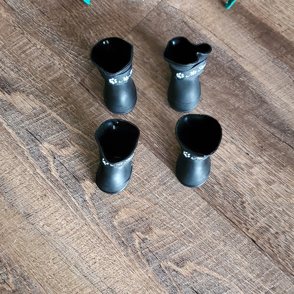 Black Dog Boots with Paw Print Design